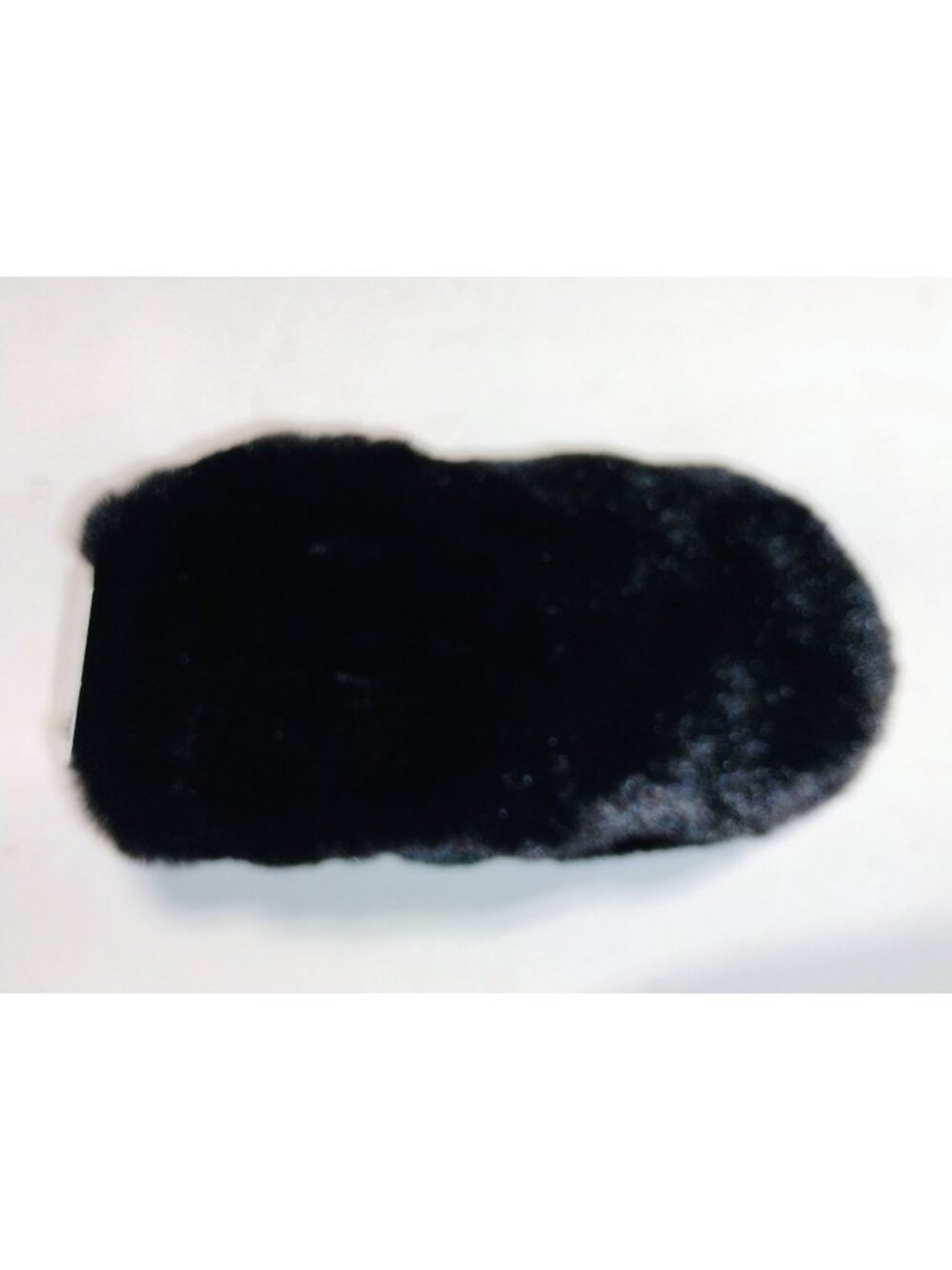 Black Faux Fur Mittens 100% Polyester Fabric Ribbed Wrist